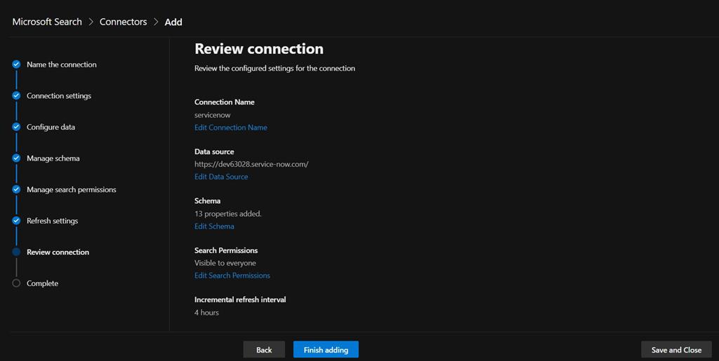 Microsoft Search with Service Now Graph Connector